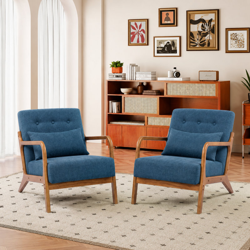 Upholstered Accent Chair, Blue Linen