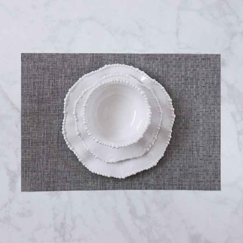 VIDA Rectangular Rattan Woven Placemats, Charcoal