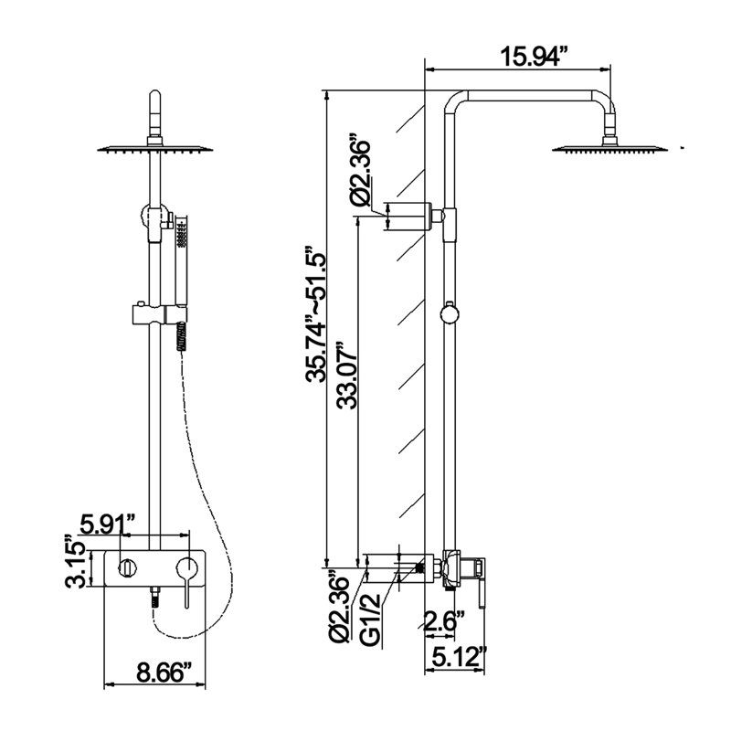 Robinet de douche avec valve brute
