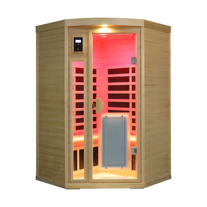 Sauna infrarouge lointain à faible champ électromagnétique Serenwood en bois massif avec commandes numériques