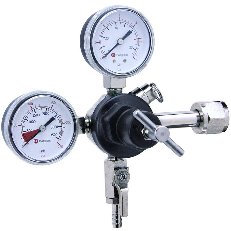 Kegco Stainless Steel Dual Gauge Beer Regulator with Adjustable Valve