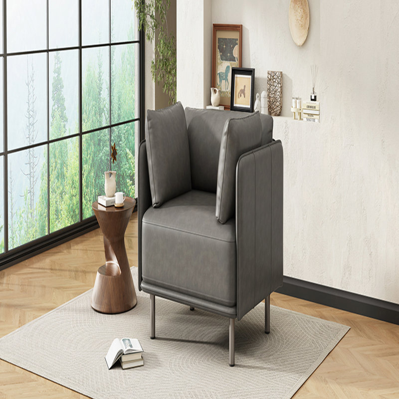 Chaise longue rembourrée avec revêtement Raab, Similicuir gris