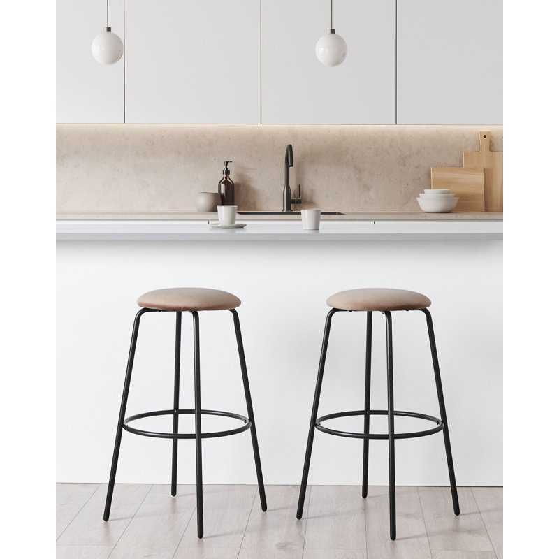 Laplace Upholstered Counter Stool with Metal Frame, Brown 
