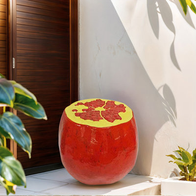 Pomegranate  Fruit Stool, 13.4"Oversized Resin Stool, Side Table, Home Decor Plant Stand Garden Indoor Outdoor Decorations, Multi-Purpose Innovative Garden Furniture