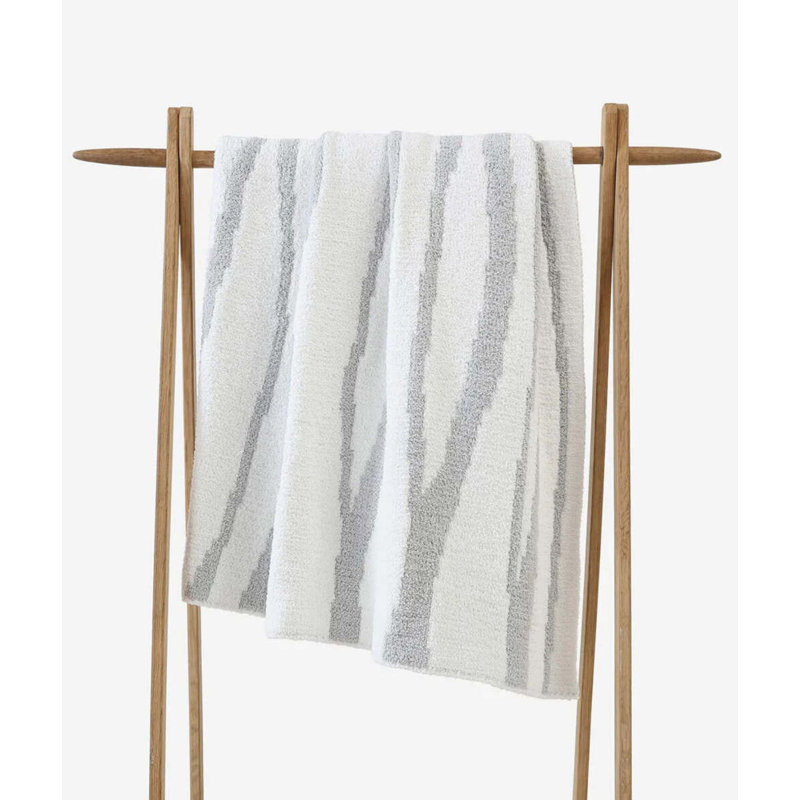 Woodland Throw Blanket, Cloud Gray/Off White Abstract