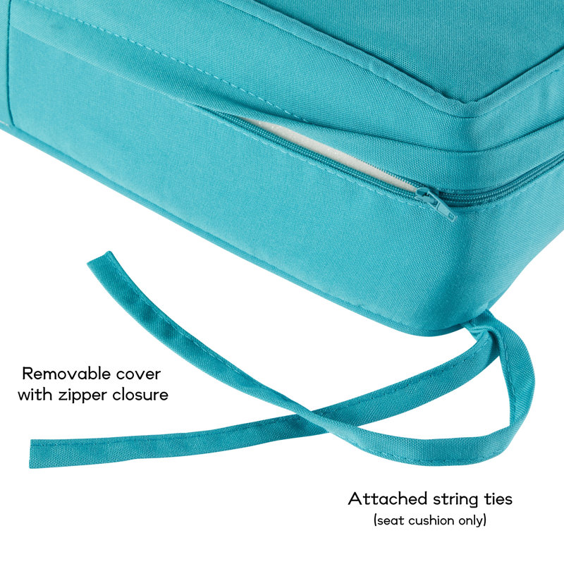 Outdoor 2-Piece Deep Seat Cushion Set, Teal