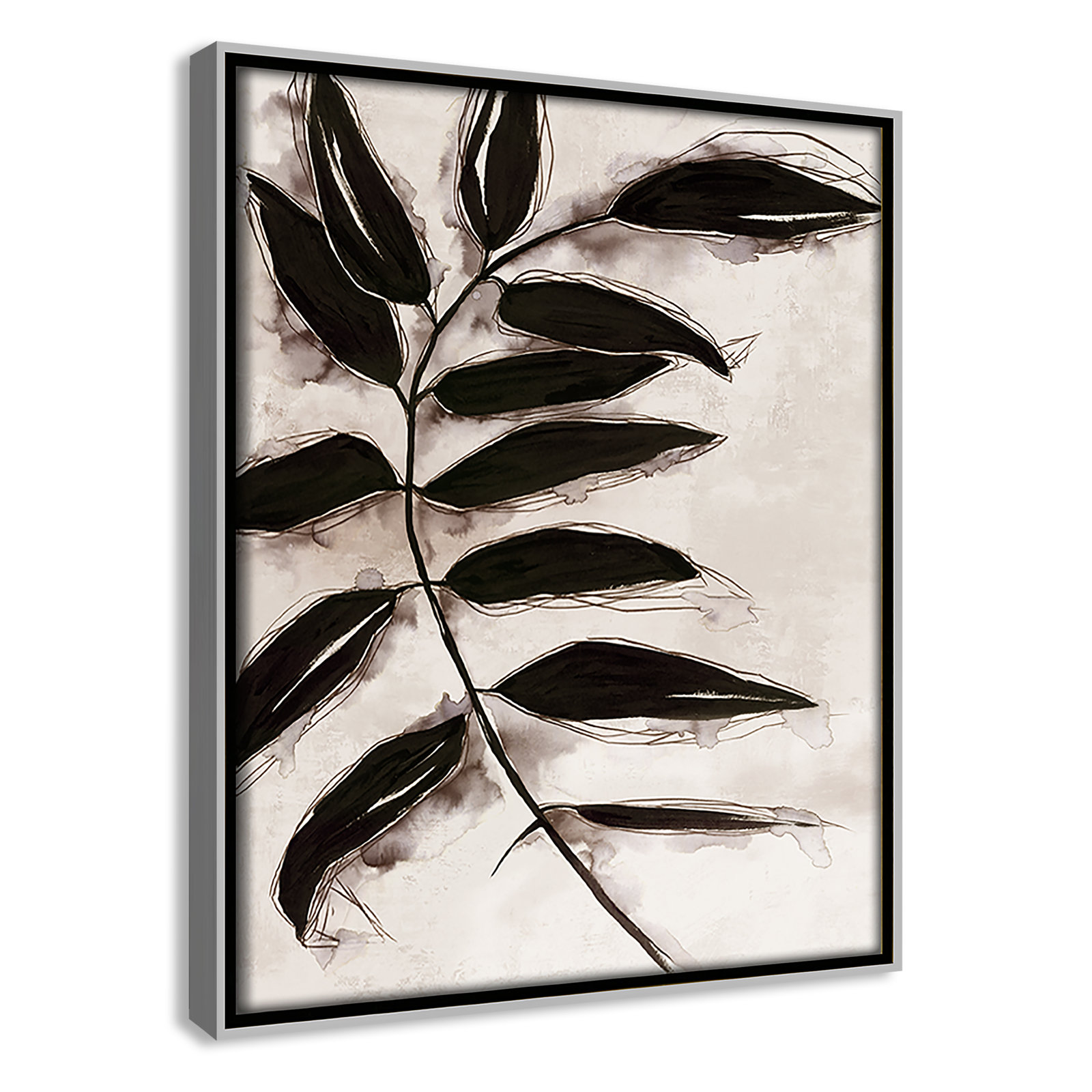 Leaves "Leaves II" Print, 11.5" H x 9.5" W x 2" D, Silver Framed