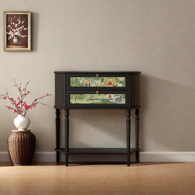Console rétro en bois massif multifonctionnel