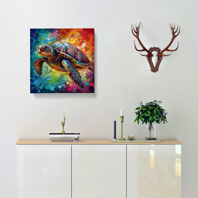 Sea Turtle Abstract - Wrapped Canvas, 50cm H x 50cm W x 3cm D