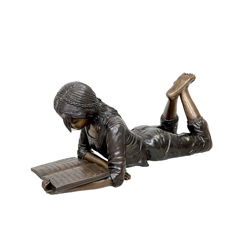 Bronze Girl Reading Book Sculpture