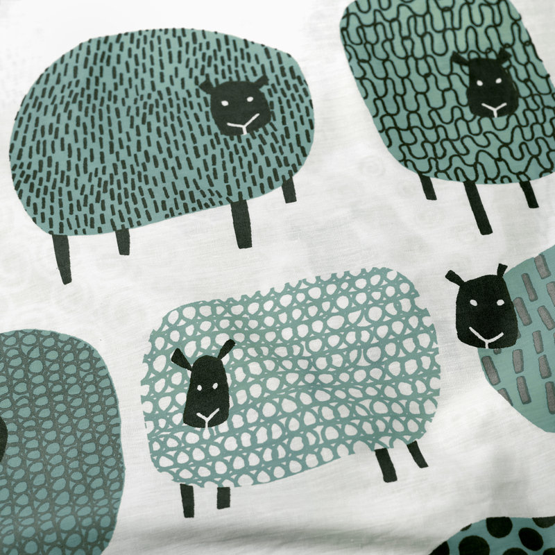 Dotty Sheep 130 TC Reversible Modern & Contemporary Duvet Cover Set, Double - 2 Standard Pillowcases, Duck Egg