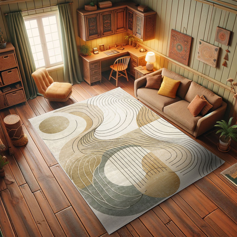 Gray Abstract Synthetic Easy Care Rectangular Area Rug 2' 3" x 3' 9"