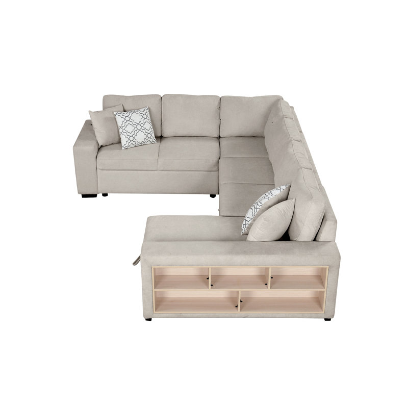 Canapé-lit modulaire en forme de U de 109 po avec canapé-lit, chaise longue avec rangement et quatre coussins de dossier