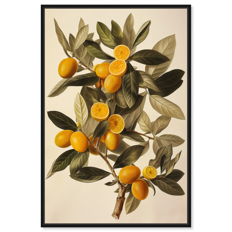«Orange Oasis Glow» par Art Remedy, H 25 po x l 17 po, Cadre flottant noir