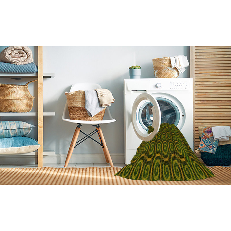 Tapis 100% à motifs lavables à la machine 2989 - Pat3484-YW, Rectangle 8 pi x 10 pi
