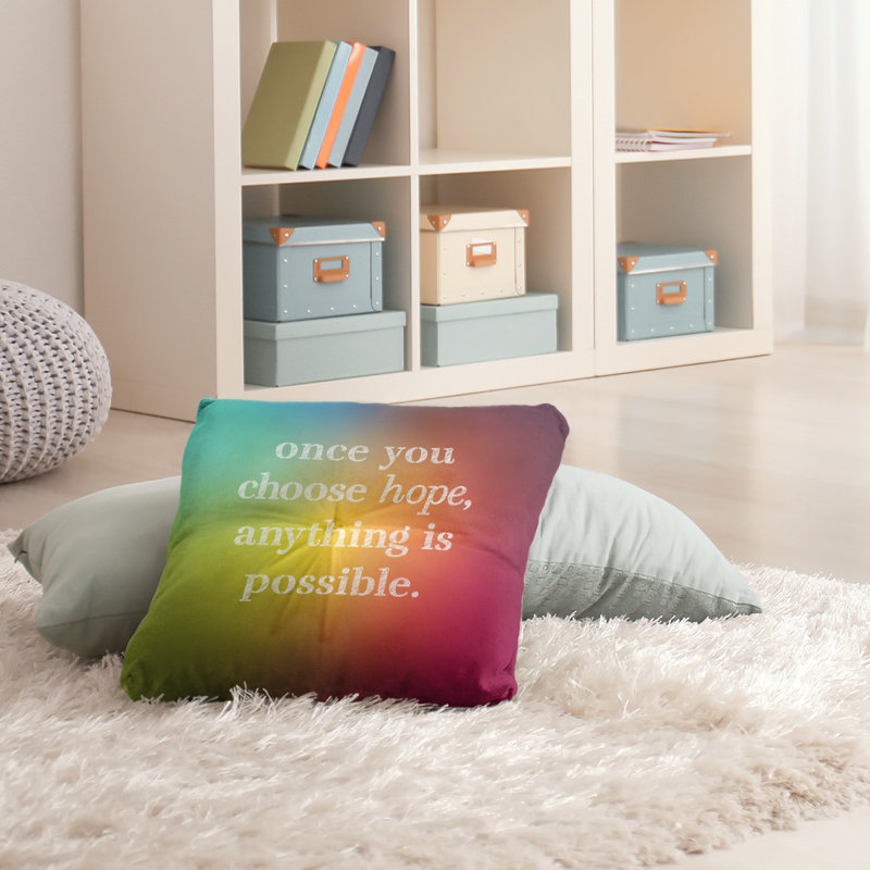 Reversible Throw Pillow, 26" H x 26" W, Rainbow