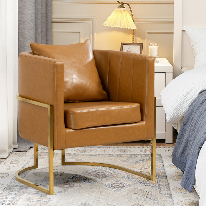 Fauteuil demi-tonneau en similicuir, Orange