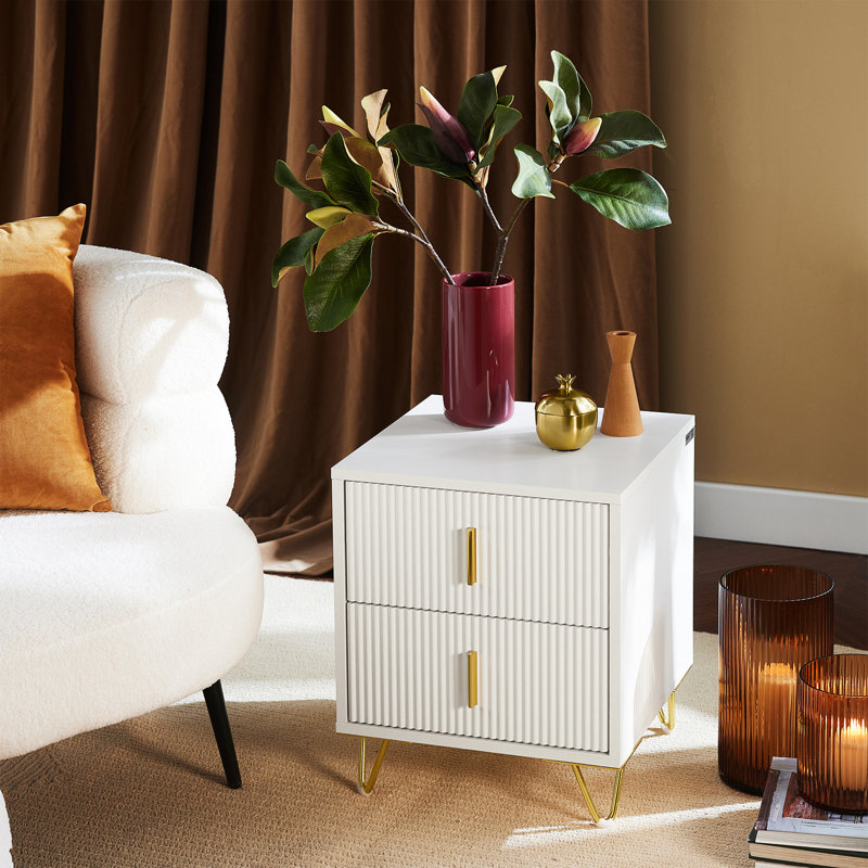 40cm W Bedside Table, White