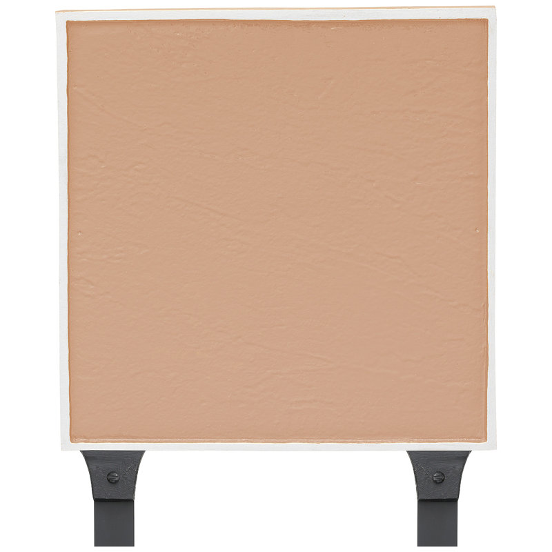 Plaque carrée classique à une ligne avec piquets de pelouse, Taupe / Blanc
