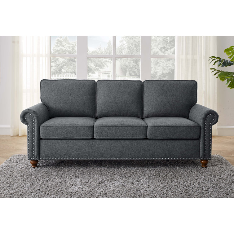 Anylia 78'' Linen Blend Sofa With Solid Wooden Legs