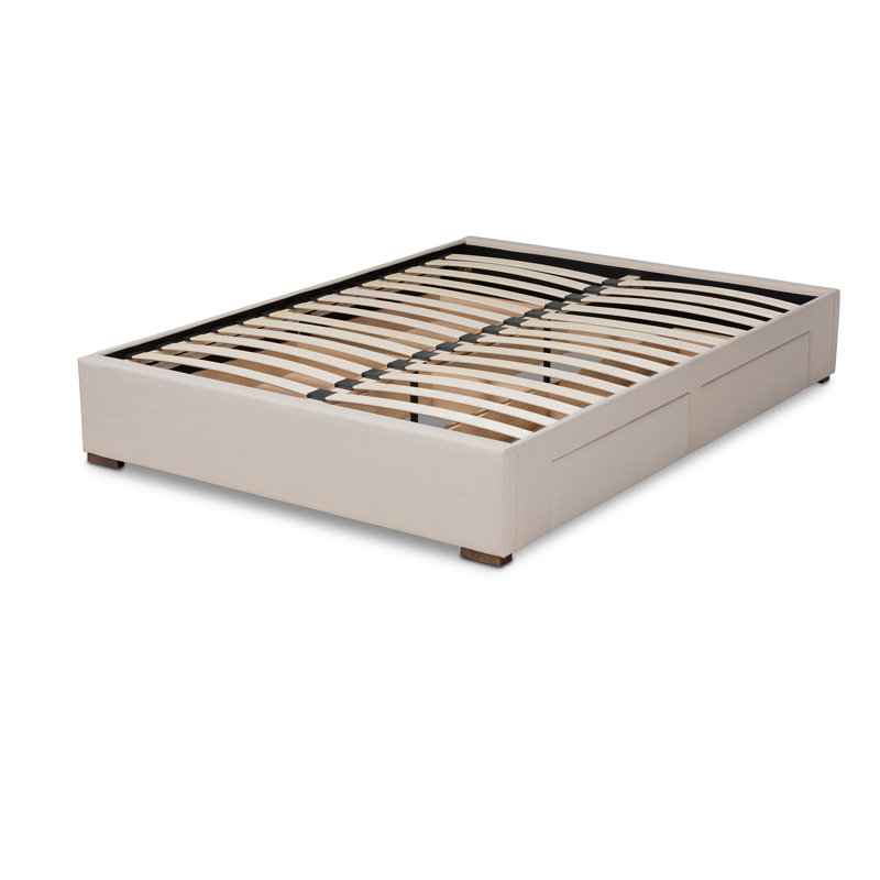 Abbey Hassell Modern and Contemporary Fabric Upholstered 4-Drawer Platform Storage Bed Frame, Light Gray, Queen
