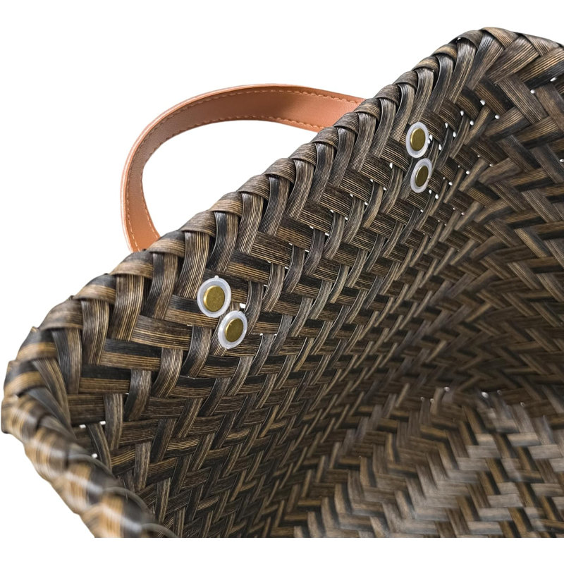 Large Woven Storage Baskets With Handles - 4 Pack Decorative Rectangular Organizer Bins For Shelves, Closet, Laundry And Home Organization