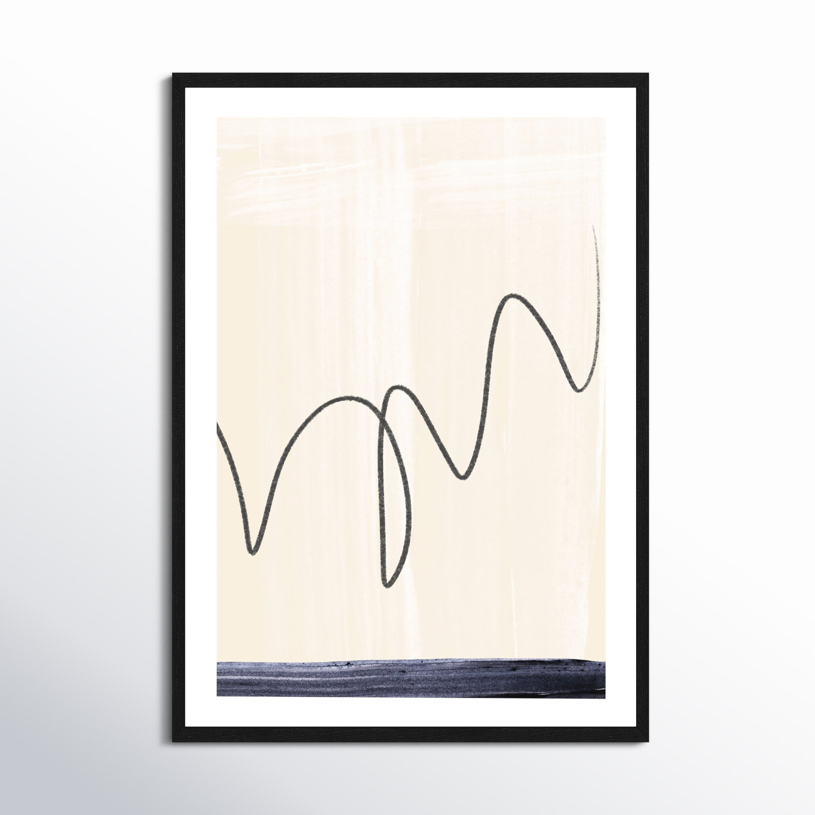 Tigerlily "Departured II" Painting, Black Framed Paper, 41.5" H x 29.5" W x 0.75" D