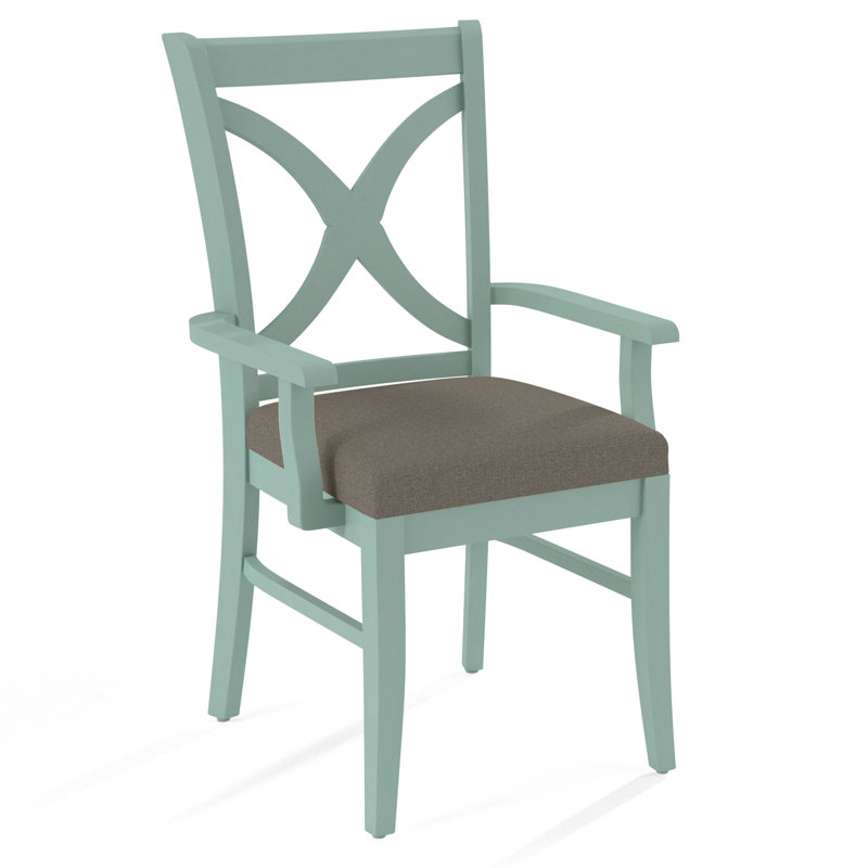Hues Upholstered Arm Chair, Gray Sugar Performance; 0863-84, Navy Finish