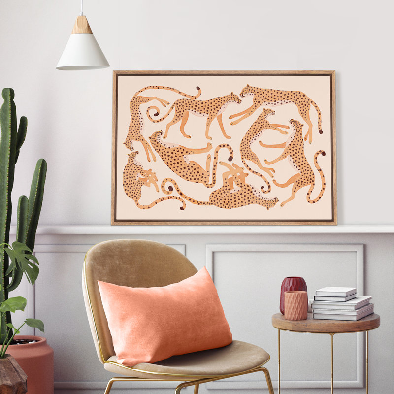 Dot, dessin de guépard, impression de Pop Art animaux rétro, Boho moderne, décoration de chambre BCBG, Naturel