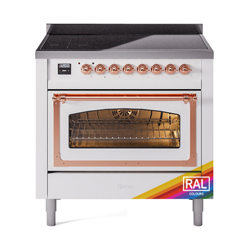 ILVE Nostalgie II Noblesse 36 inch Induction Range (Triple Glass Door, RAL), Copper