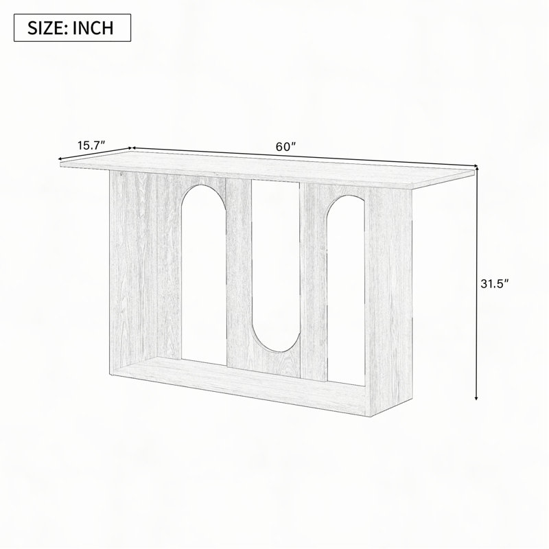 Modern and Curved Design Ash Veneer Console Table with Shelf,Suitable for Entryway,Hallway Living Room,Foyer,Corridor