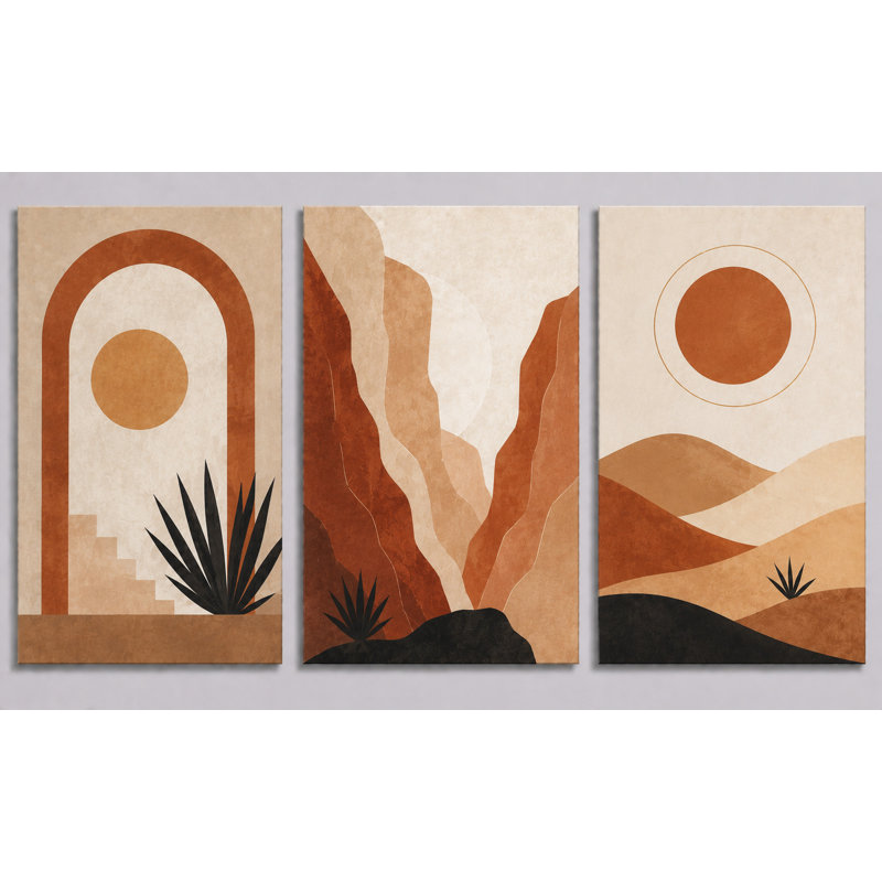 Très grand ensemble de 3 impressions murales sur le désert Boho Canyon Sunset