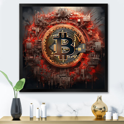 «Red Bitcoin Crypto monnaie I», art mural mode