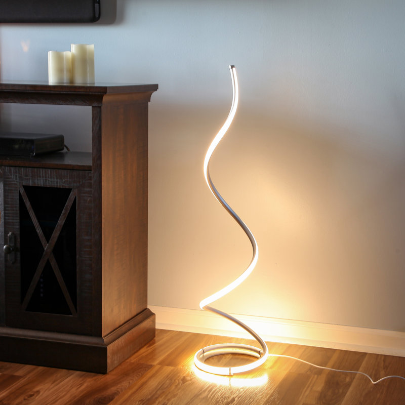 Platinum Silver Adjustable 38" LED Floor Lamp with 3-Way Switch