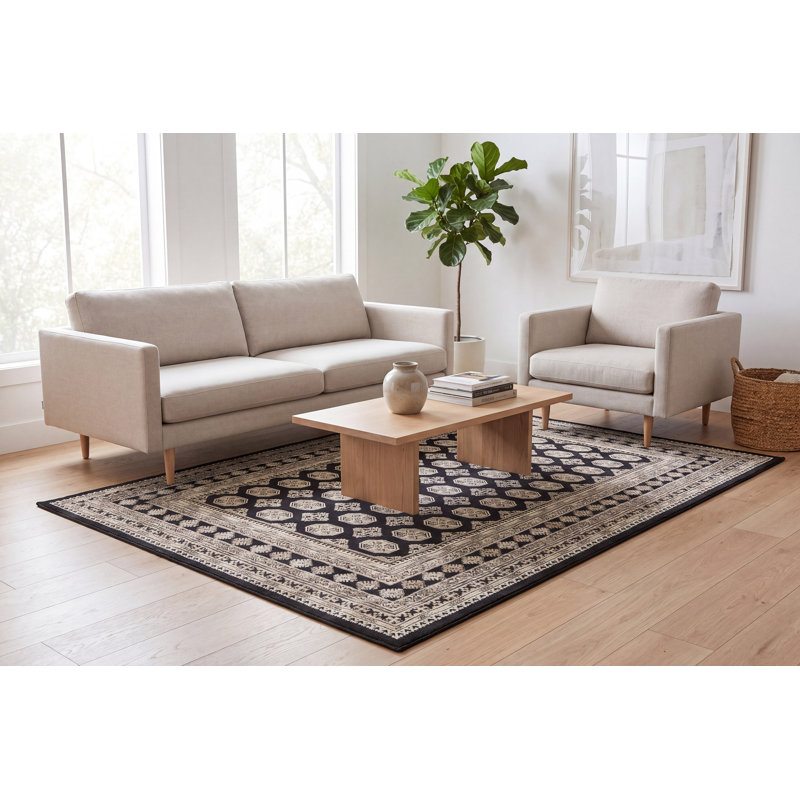 Tapis gris anthracite/gris oriental Attell, Rectangle 6 pi 7 po x 9 pi 6 po