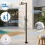 Douche d'extérieur autoportante 86,61 po H, acier inoxydable 316, nickel brossé et noir mat, double fonction chaude et froide avec tête de pluie et douchette-117329994