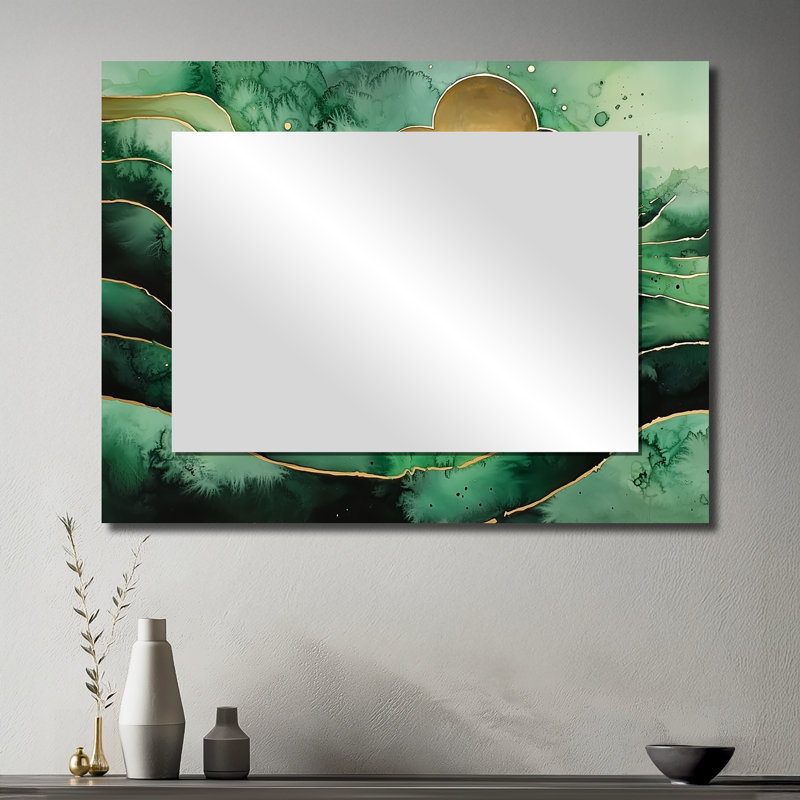 Émeraude, jeu optique de labyrinthe - Art mural miroir abstrait - imprimé sur métal, 30 po x 40 po