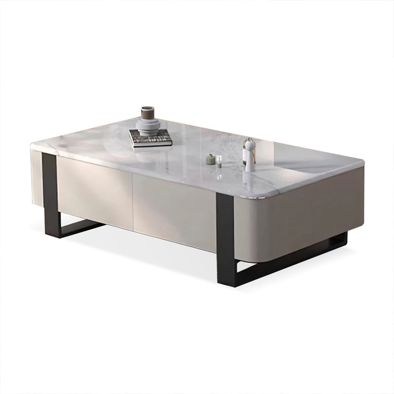 Table basse rectangulaire en bois manufacturé, Blanc, Noir