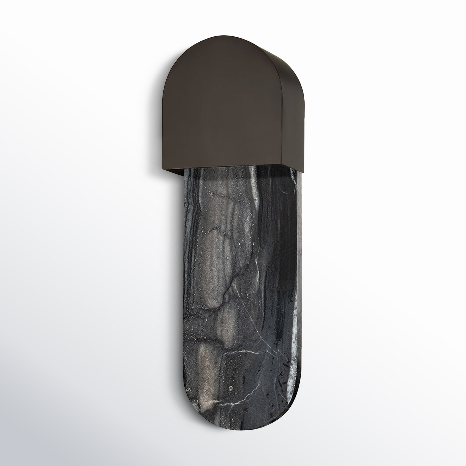 Single Light Dimmable Flush Mounted Sconce, Black Brass