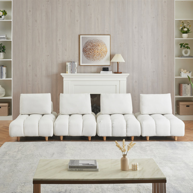 Canapé modulaire 3 pièces Samiur, Beige, H 29,5 po x L 120 po x l 40,2 po