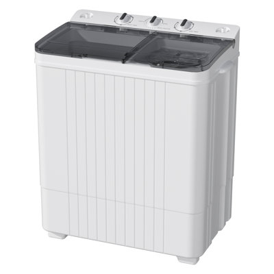 SUNCROWN Portable Washing Machine, 28lbs Twin Tub Mini Washer Compact Laundry Machine with Timer Knobs, Semi-automatic 18lbs Washer 10lbs Spinner Combo for Dorms, Apartments