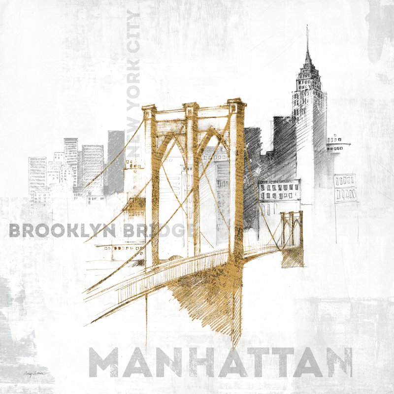 Pont de Brooklyn, H 12 po x l 12 po, Non, Toile tendue