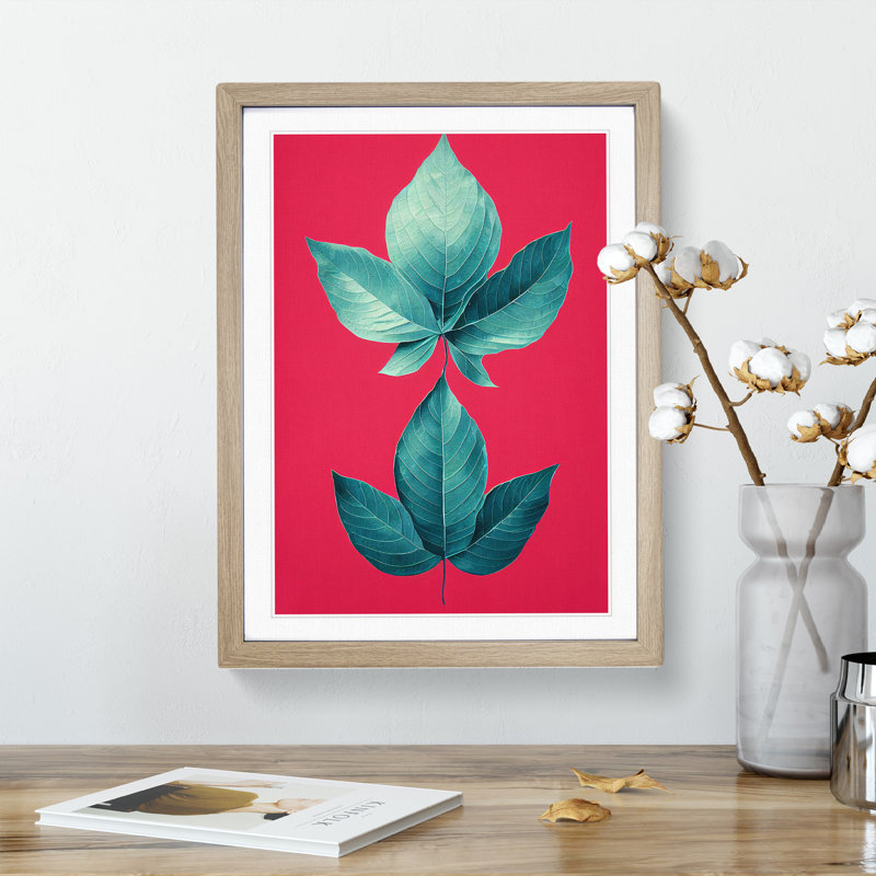 Precious Leaves - Wall Art, 48cm H x 36cm W, Oak Framed, White