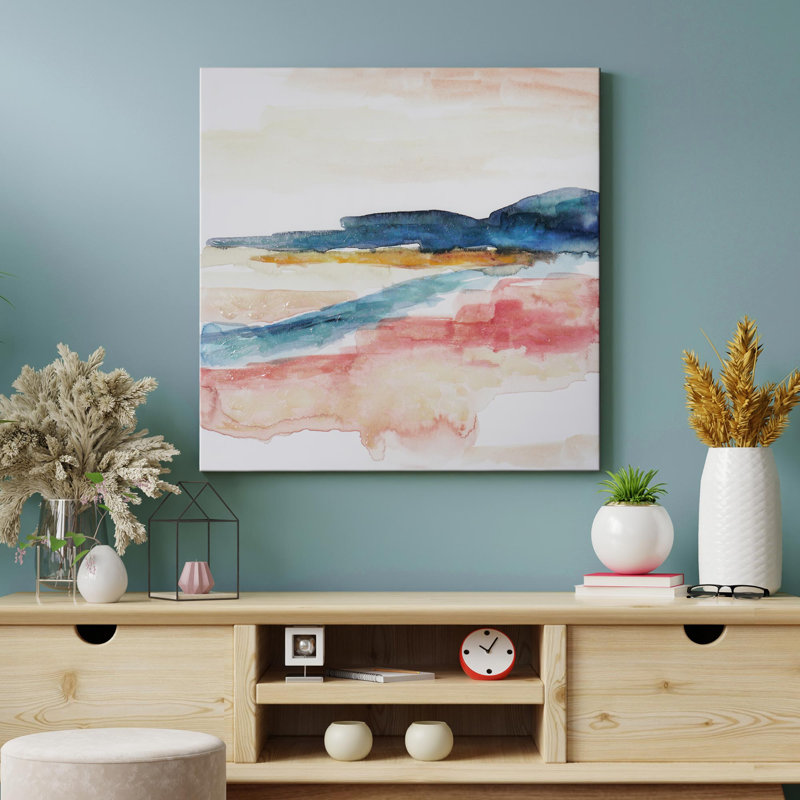 «Watercolor Sunset & Ocean II», reproduction d'art sur toile - 24 x 24