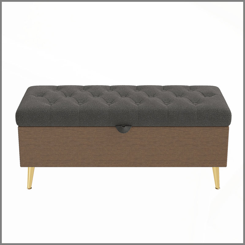Banc de rangement moderne avec repose-pieds pour la chambre, la chambre et le vestibule, gris, Grey