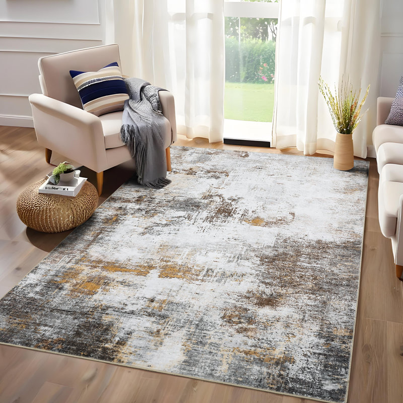 Abstract Machine Washable Rug Non-Slip Area Rug Modern Design Rug Durable Floor Carpet Easy-Cleaning Rug, Rectangle 10' x 13'