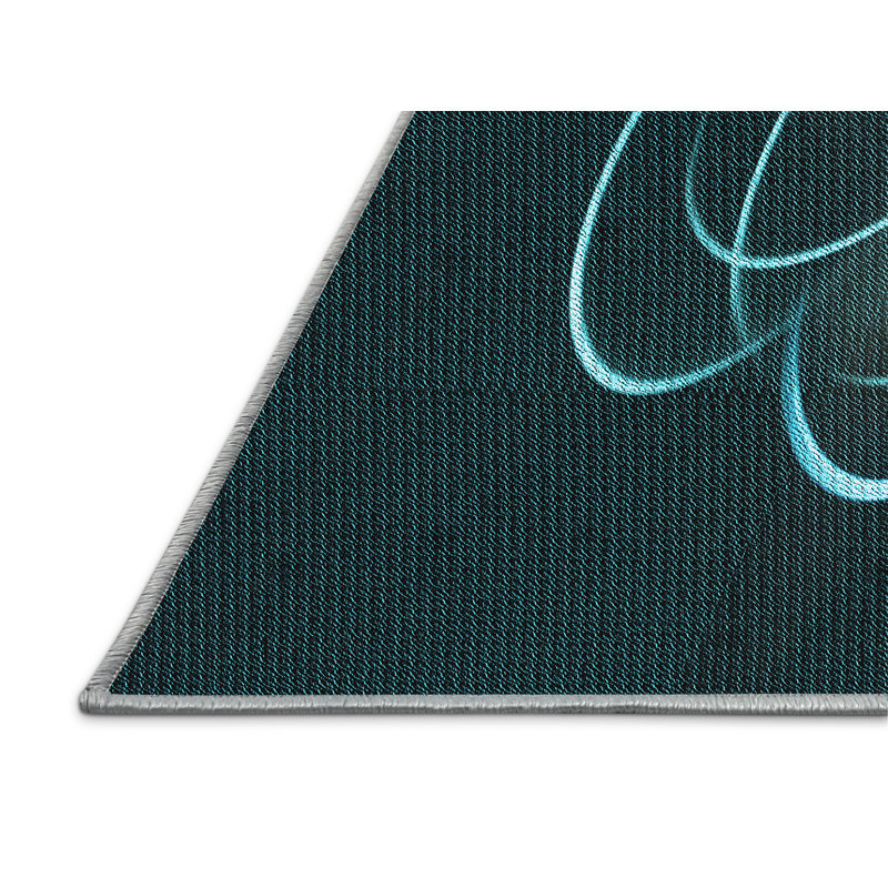 Tapis bleu tissé à la machine, Rectangle 2 pi x 3 pi