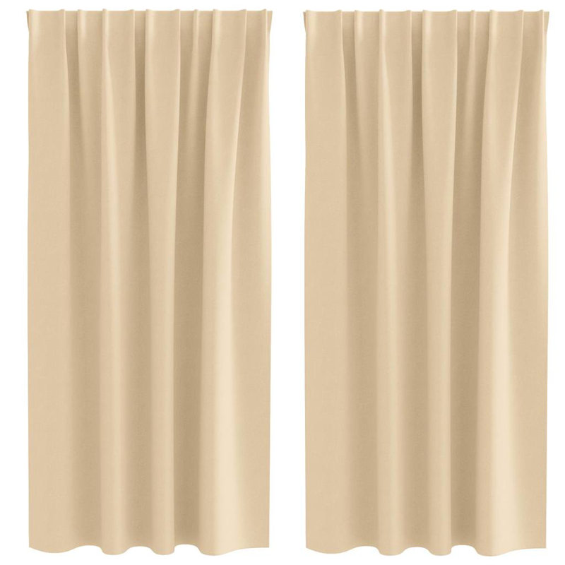 Blackout Curtain Pair, 175cm Width x 140cm Drop, Cream