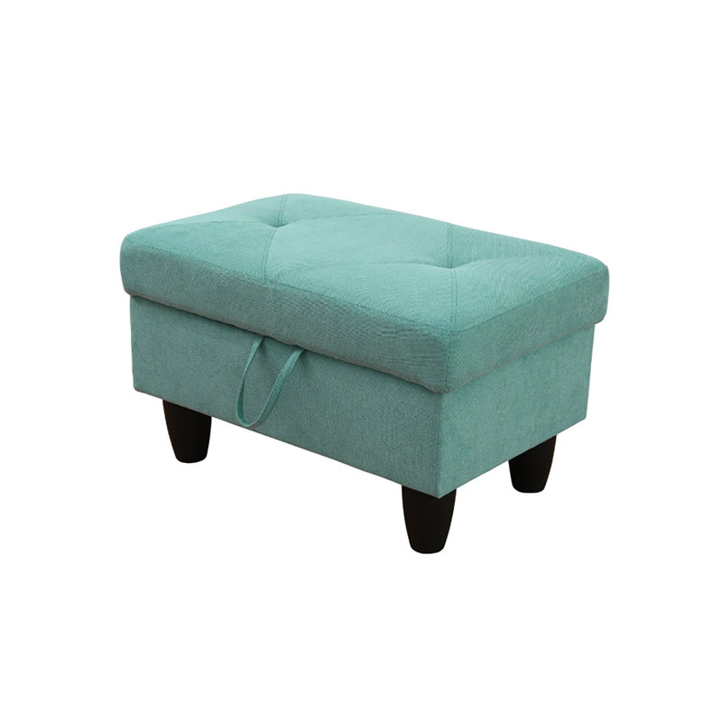Repose-pieds de rangement rectangulaire 28,5 po Keevha, Ligne bleu foncé