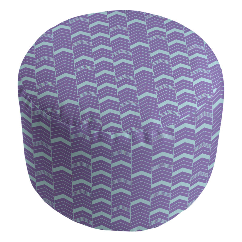 Upholstered Pouf, Purple/Teal